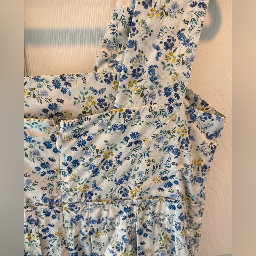 Mona Thalheimer Blue ditzy floral empire waist 100% cotton maxi dress size small - Picture 8 of 16